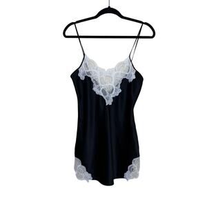 Vintage Victoria's Secret Gold Label Satin Lace Slip Small‎ Black Lingerie Y2K